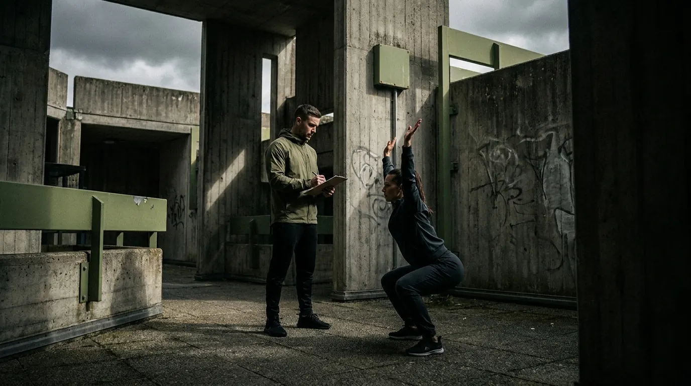 Klient Tomáš pri asymetrickom tréningu s macebellom